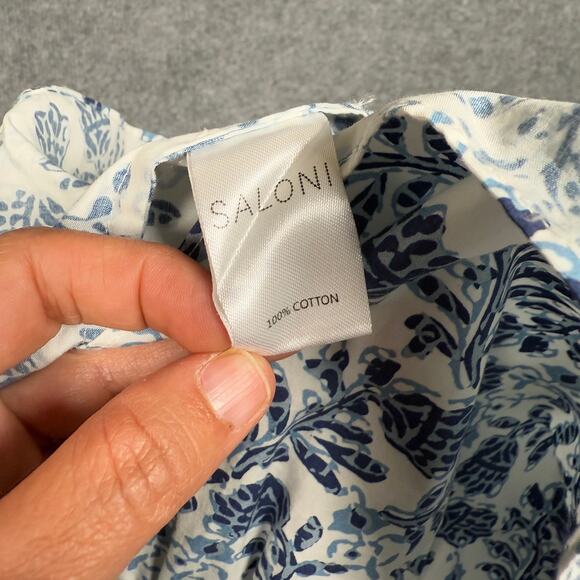 Saloni Size 10 Ashley Babydoll Mini Dress White Cotton Floral Print Cap Sleeves - Picture 13 of 13